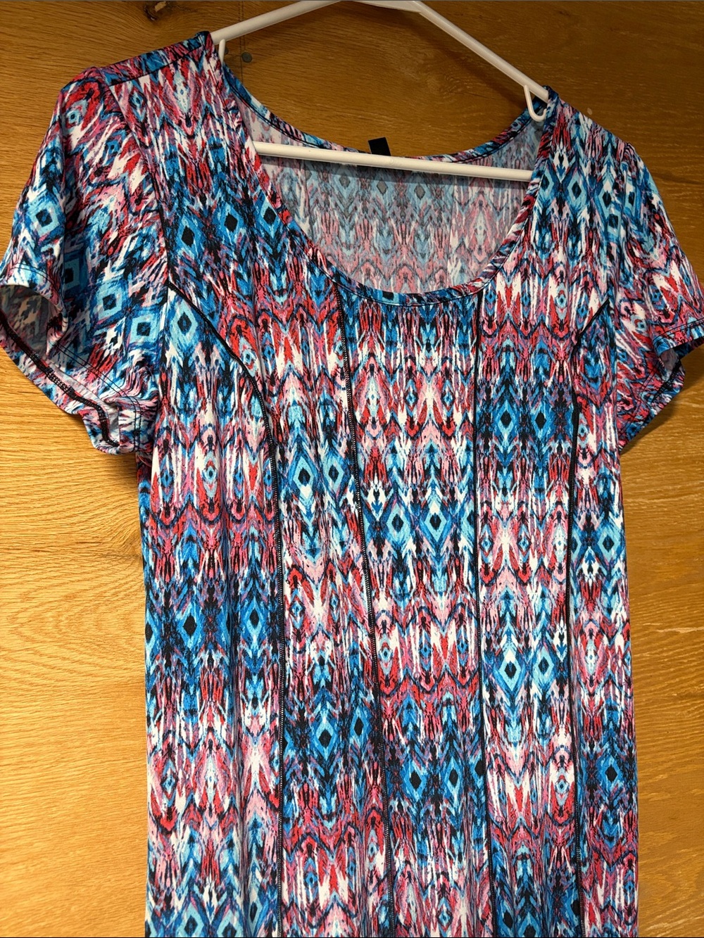 Sami & Jo Women's Blue & Pink Patterned Short-Sleeve Maxi Dress - Picture 2 of 7